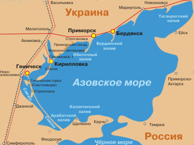 Карта курортов Азовского моря