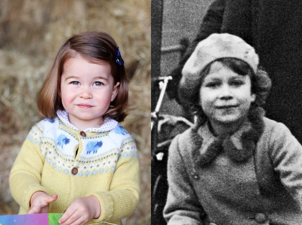 Сравнительные фото принцессы Шарлотты и королевы Елизаветы II в детстве