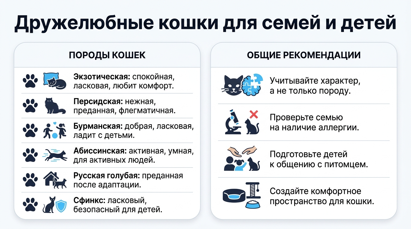 Сравнение дружелюбных пород кошек для семьи с детьми