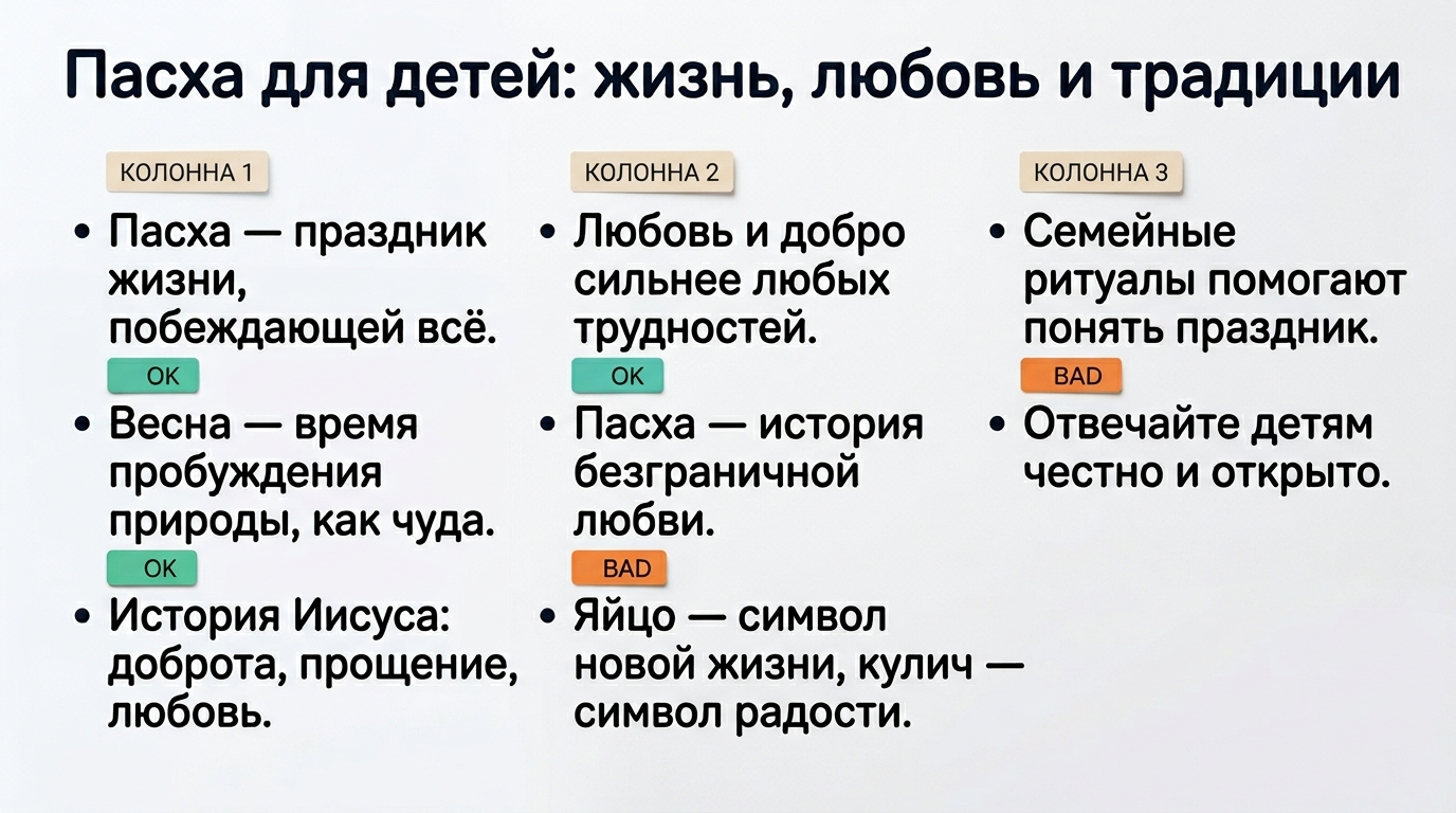 Инфографика: как объяснить детям Пасху, её символы и традиции.