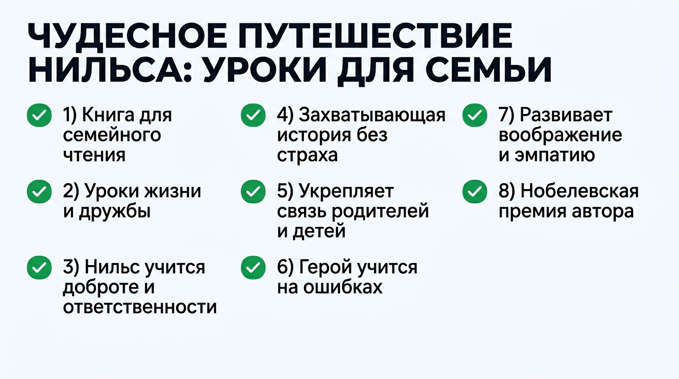 Инфографика о книге Чудесное путешествие Нильса для семейного чтения