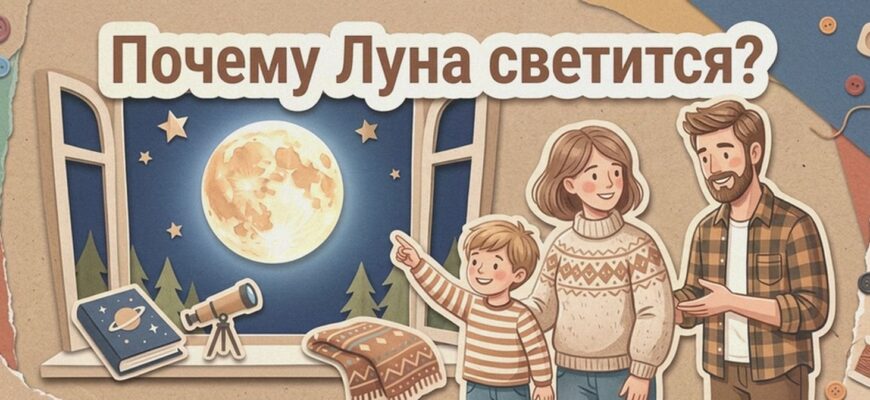 Иллюстрация к статье: Почему Луна светится?