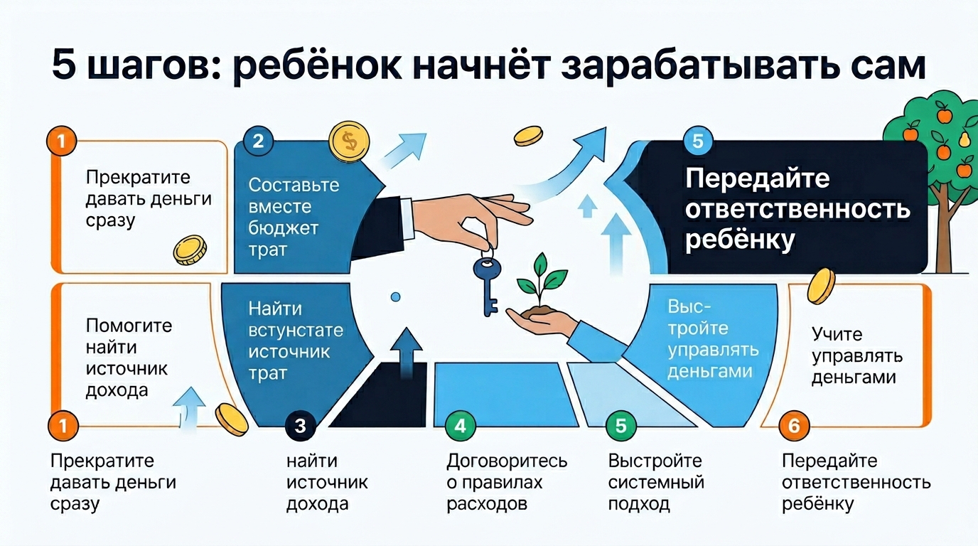 5 шагов, чтобы взрослый ребёнок начал зарабатывать сам