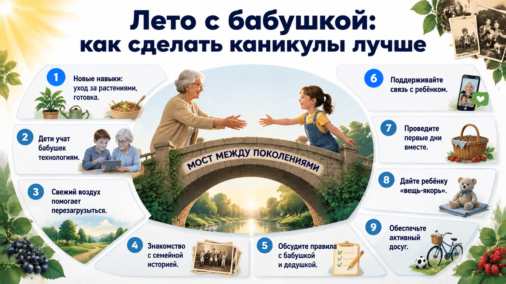 Инфографика: как организовать летние каникулы у бабушки