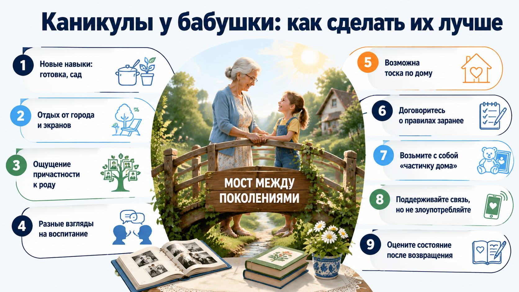 Инфографика: как устроить ребёнку каникулы у бабушки без слёз