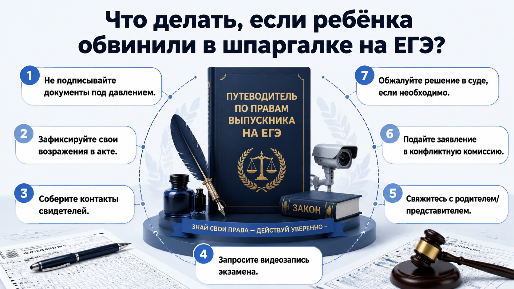 План действий для родителей при обвинении ребёнка в шпаргалке на ЕГЭ.