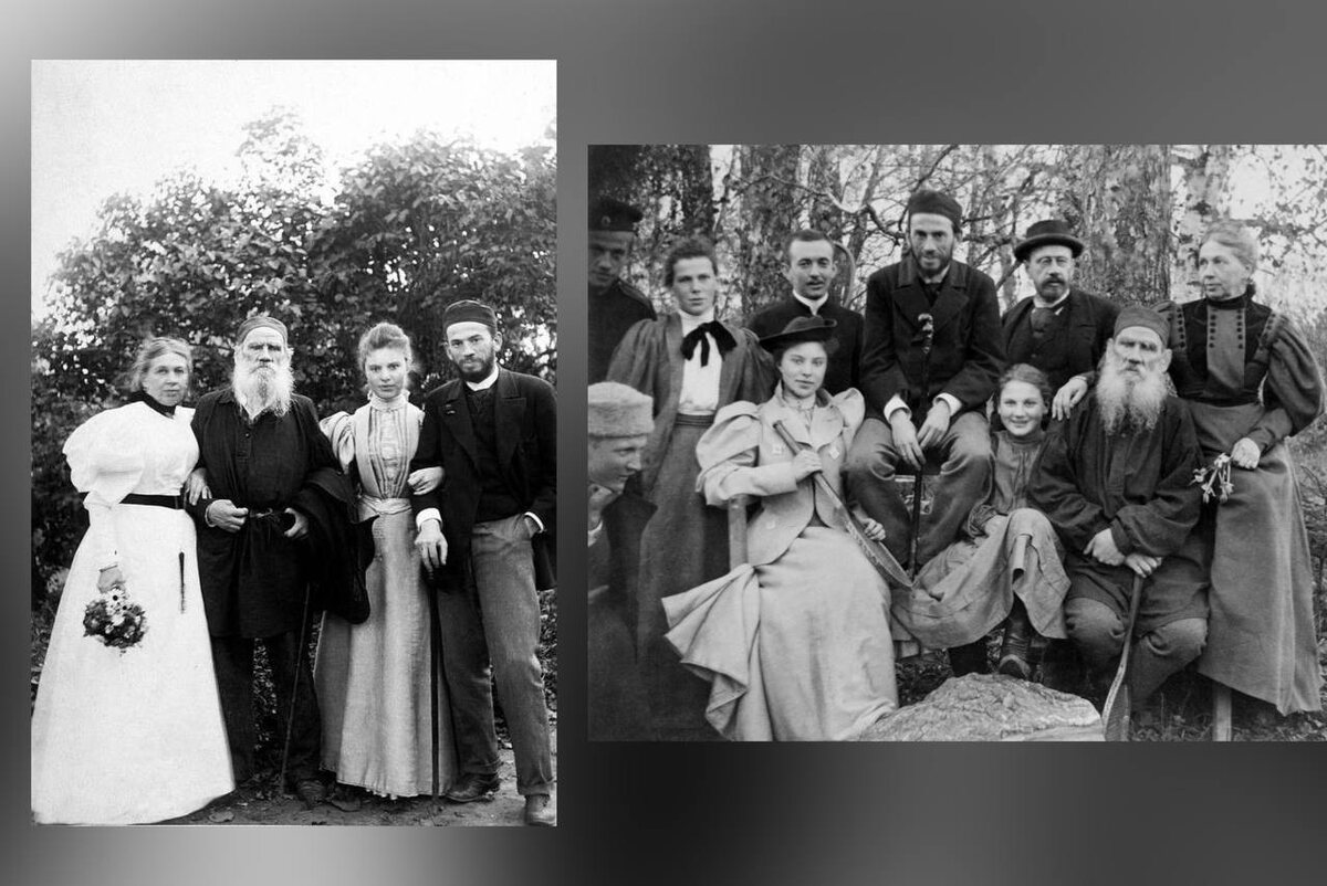 Лев Николаевич и Лев Львович Толстые с супругами и родственниками.
