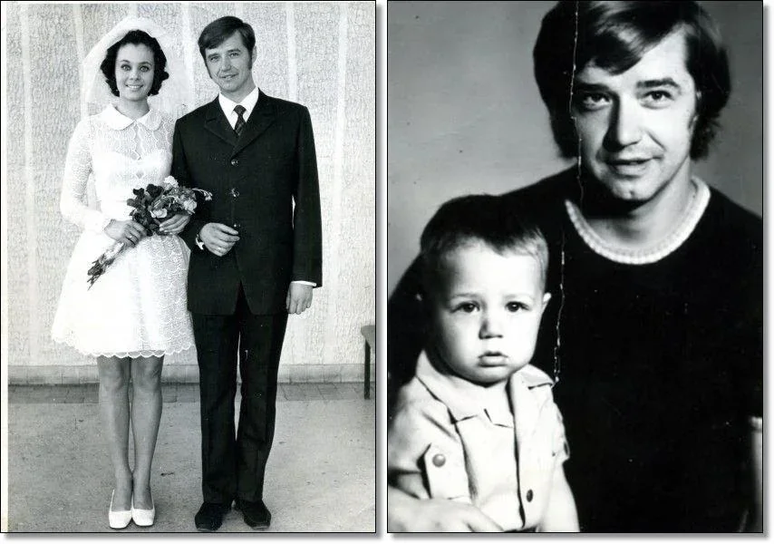 Свадебное фото Любови Полищук и Валерия Макарова, а также Валерий с маленьким сыном