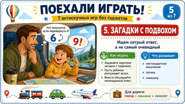 Чем занять ребенка в дороге без телефона: 7 игр, которые спасут поездку
